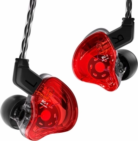 CCZ Melody in ear Headphones, HIFI 1DD 1BA Drivers in Ear Monitors, Wired Earbuds with Crisp Clear Sound Comfortable Ear fins, iem Earphones for Singers Musicians Drummer (Red, without microphone)