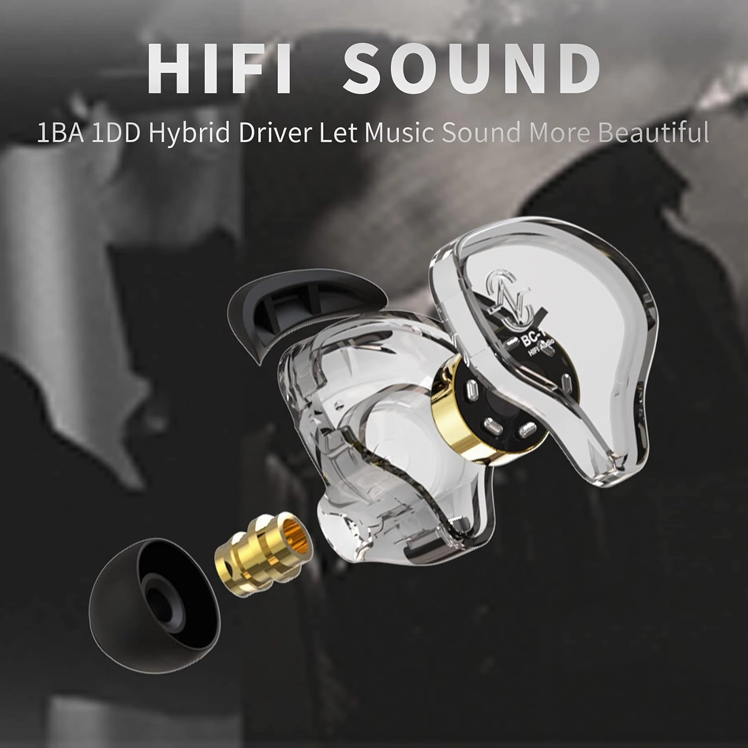 CCZ Melody in ear Headphones, HIFI 1DD 1BA Drivers in Ear Monitors, Wired Earbuds with Crisp Clear Sound Comfortable Ear fins, iem Earphones for Singers Musicians Drummer (Red, without microphone)