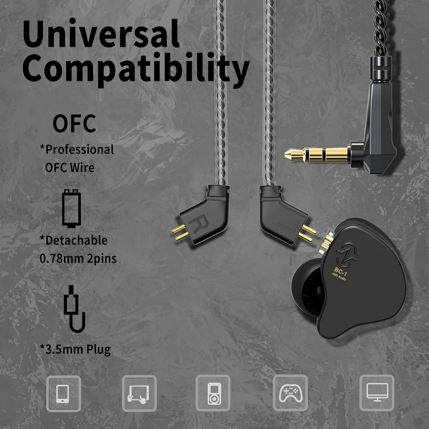 CCZ Melody in ear Headphones, HIFI 1DD 1BA Drivers in Ear Monitors, Wired Earbuds with Crisp Clear Sound Comfortable Ear fins, iem Earphones for Singers Musicians Drummer (Red, without microphone)