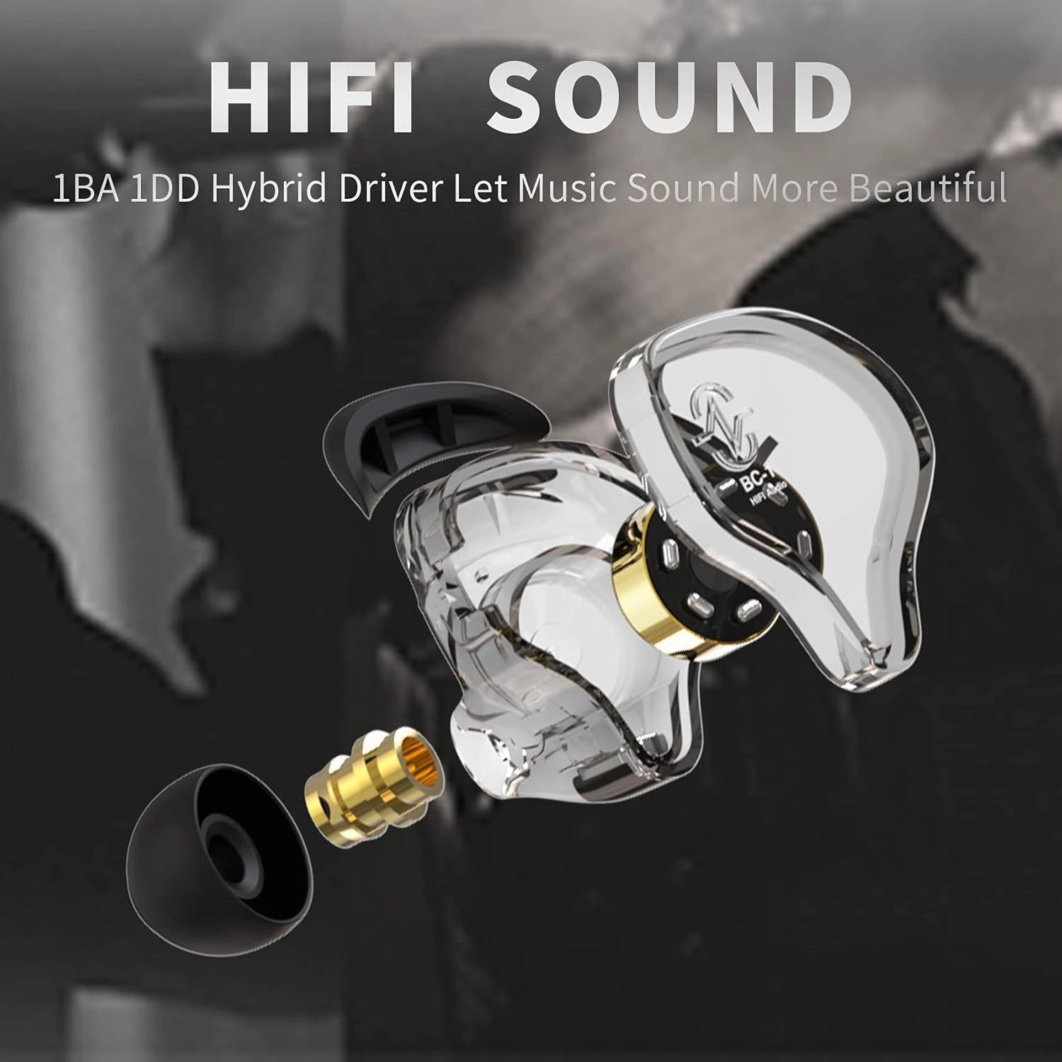 CCZ Melody Wired Earbuds Earphones, hifi 1DD 1BA Drivers in ear Headphones, in ear Monitors with Crisp Clear Sound, iem Corded Earbuds for Singers Musicians Drummer Studio (Blue, without microphone)