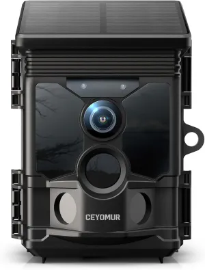 CEYOMUR 4K 30fps Solar Trail Camera, 46MP WiFi Trail Cam with Night Vision 0.1s Trigger Motion Activated with 32GB Memory Card, Game Camera with 120° Detection IP66 Waterproof for Wildlife Scouting