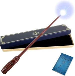 ChampWe Light Up Magic Wizard Wand Rechargeable Illuminating Toy for Kids Witch Collection Cosplay Accessories with Spellbook and Gift Box (Dragon)