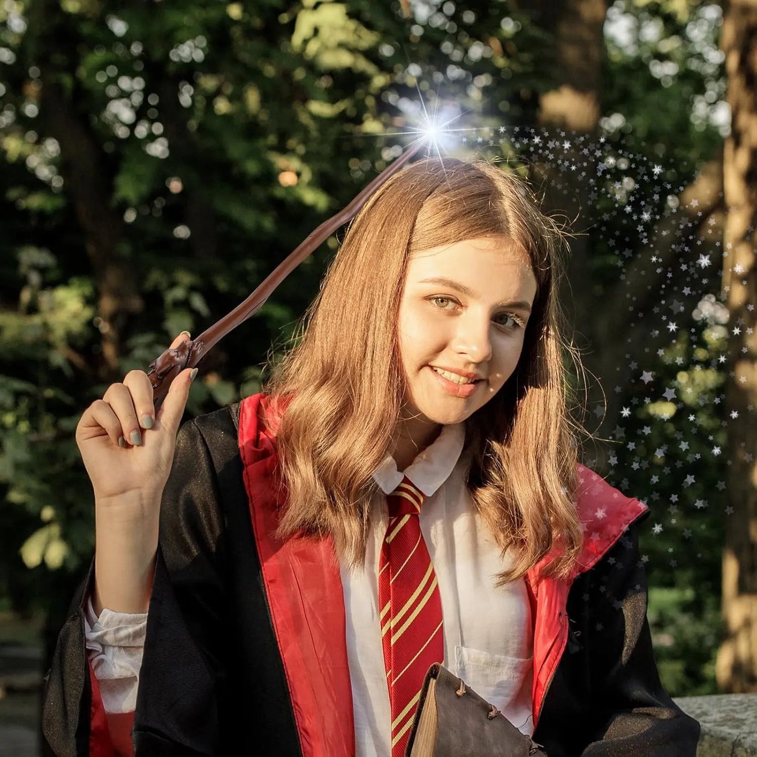 ChampWe Light Up Magic Wizard Wand Rechargeable Illuminating Toy for Kids Witch Collection Cosplay Accessories with Spellbook and Gift Box (Dragon)