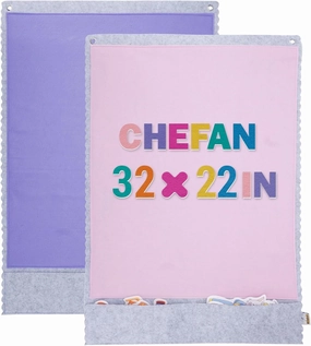 CHEFAN 2 PCS Felt Board for Toddlers Large Flannel Board for Wall, Felt Stories Learning Board with 2 Storage Pocket for Preschool Classroom and Daycare, 32 * 22 Inch, Pink and Purple