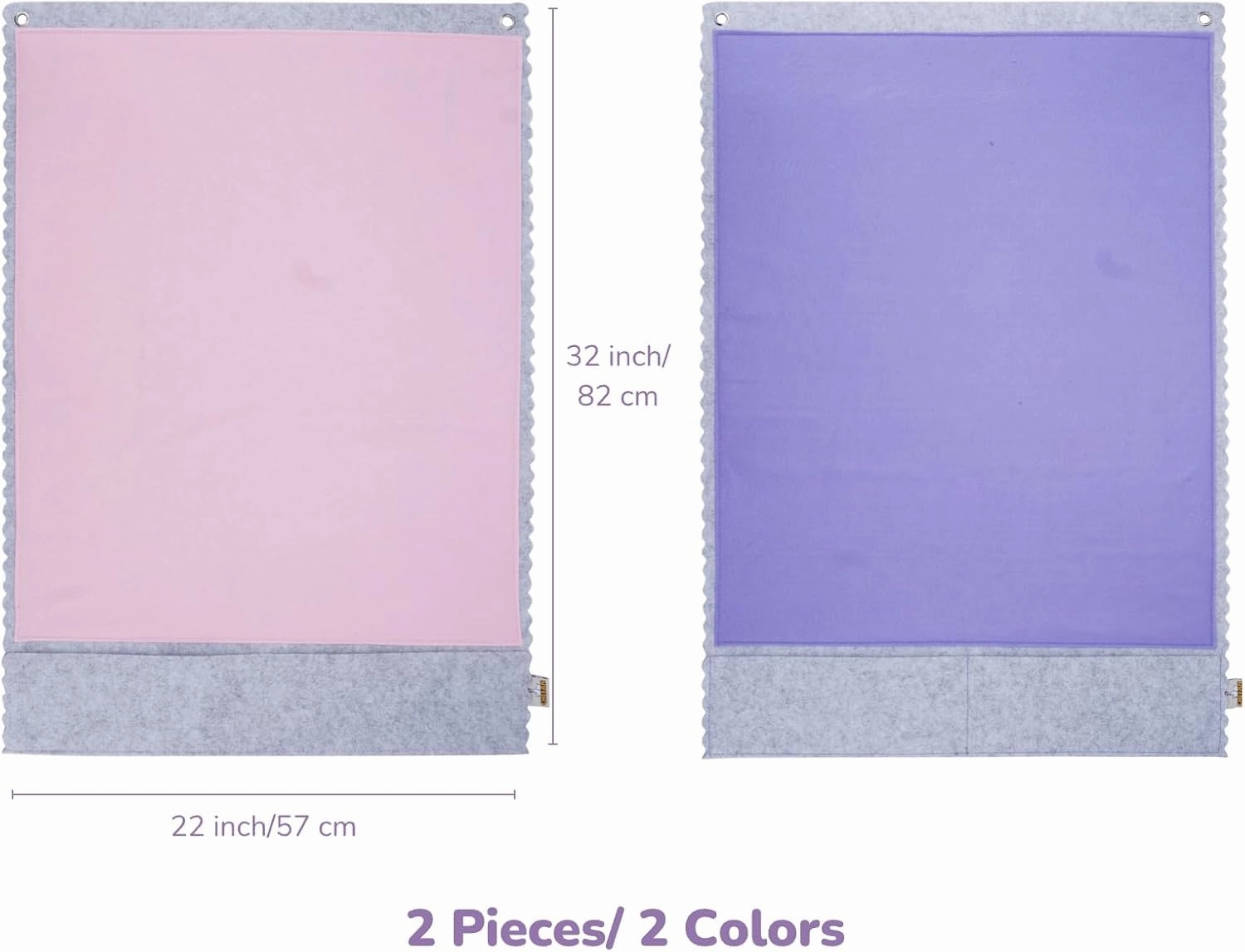 CHEFAN 2 PCS Felt Board for Toddlers Large Flannel Board for Wall, Felt Stories Learning Board with 2 Storage Pocket for Preschool Classroom and Daycare, 32 * 22 Inch, Pink and Purple