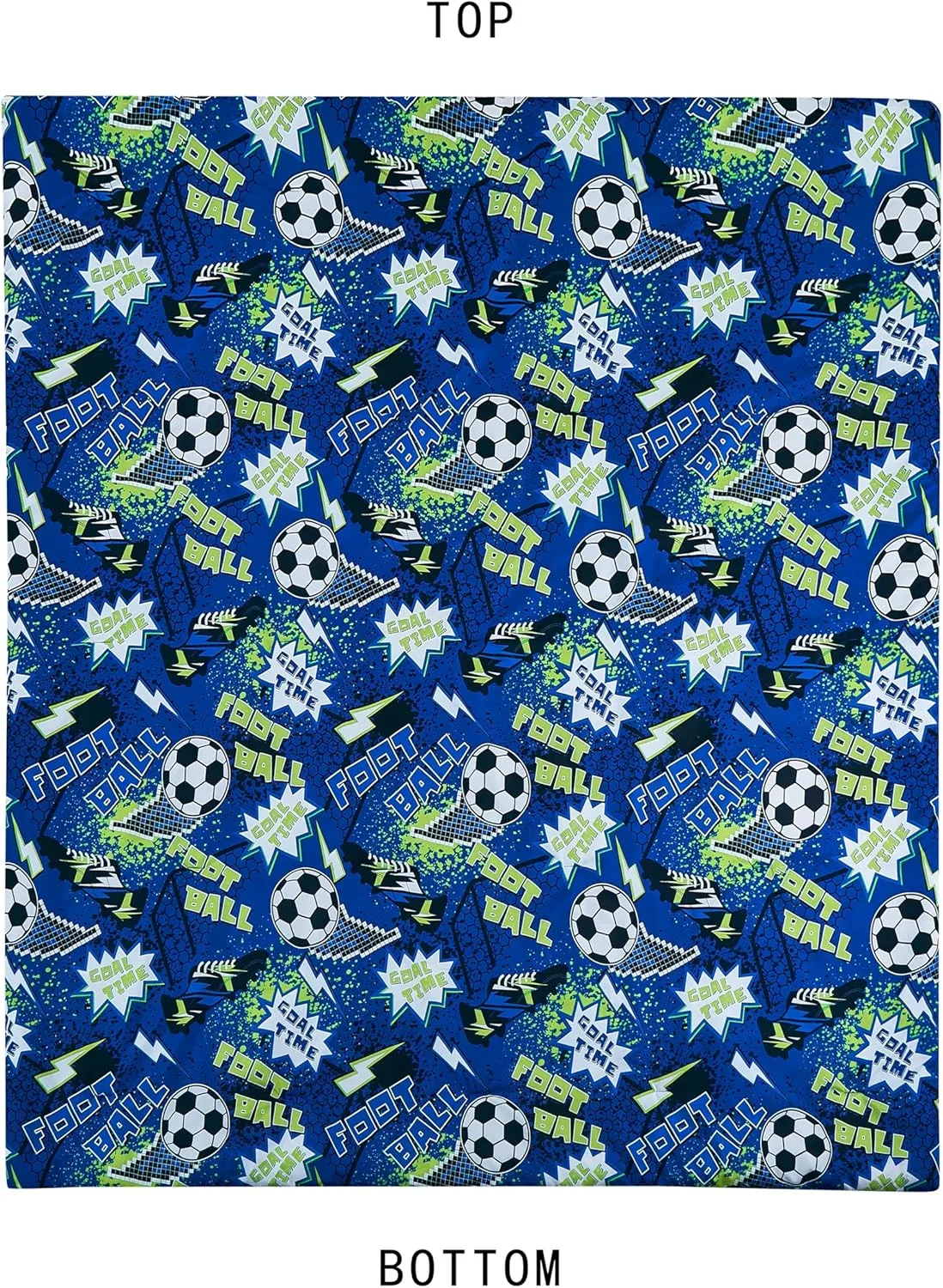 Chezmoi Collection 4-Piece Kids Football Soccer Bedding Comforter Set Full/Queen Size - Soft Microfiber Blue Green Black White Printed Football Soccer Sports for Kids/Teens