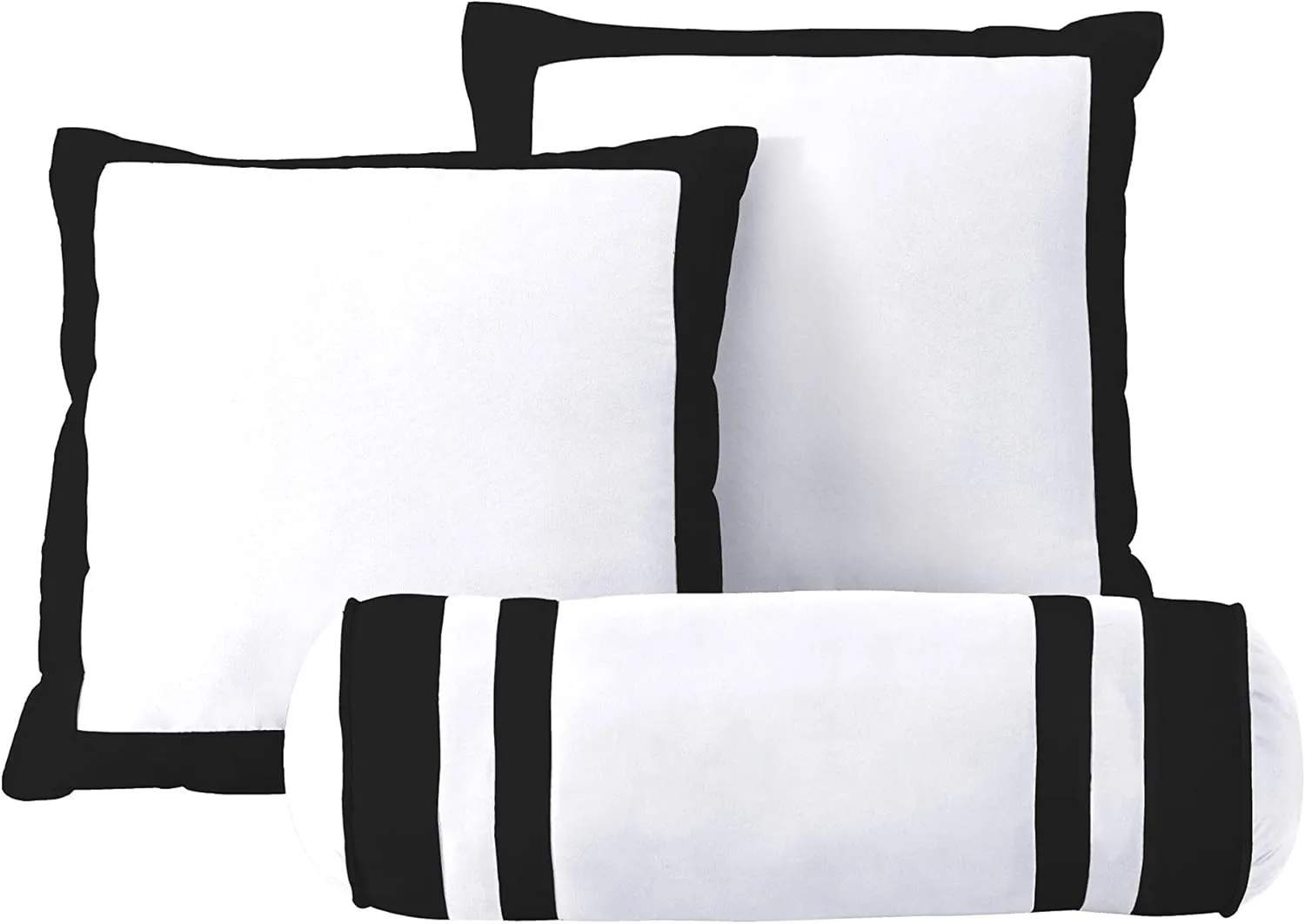 Chezmoi Collection 7-Piece Caprice White/Black Square Pattern Hotel Bedding Comforter Set, Full