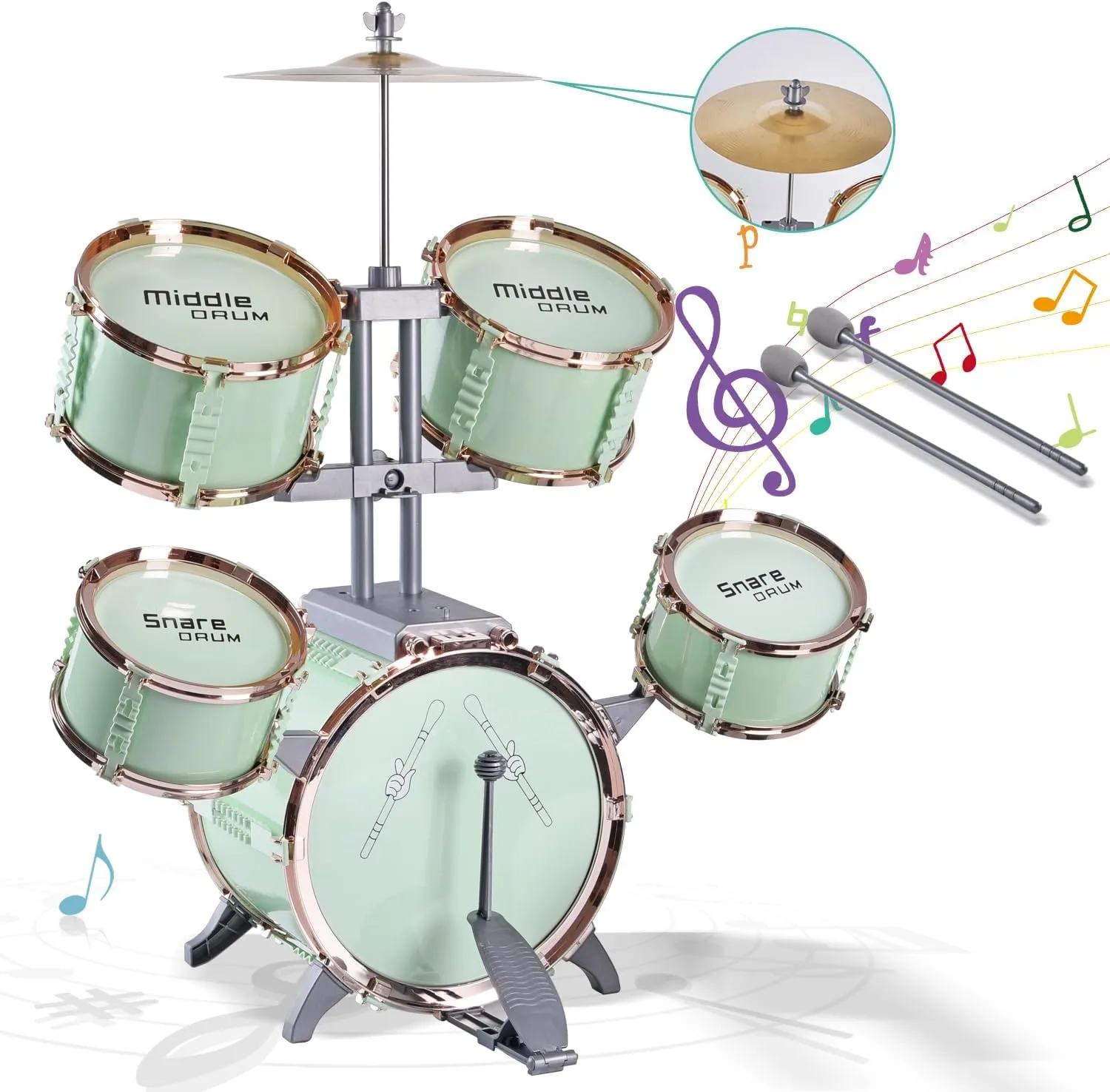 Children's Jazz Drum Set - Children's Educational Instrument Toy Set Rock Jazz Drum Set Percussion Instrument Music Enlightenment Education Toy Suitable for 3-8 Year Old Boys and Girls Gift