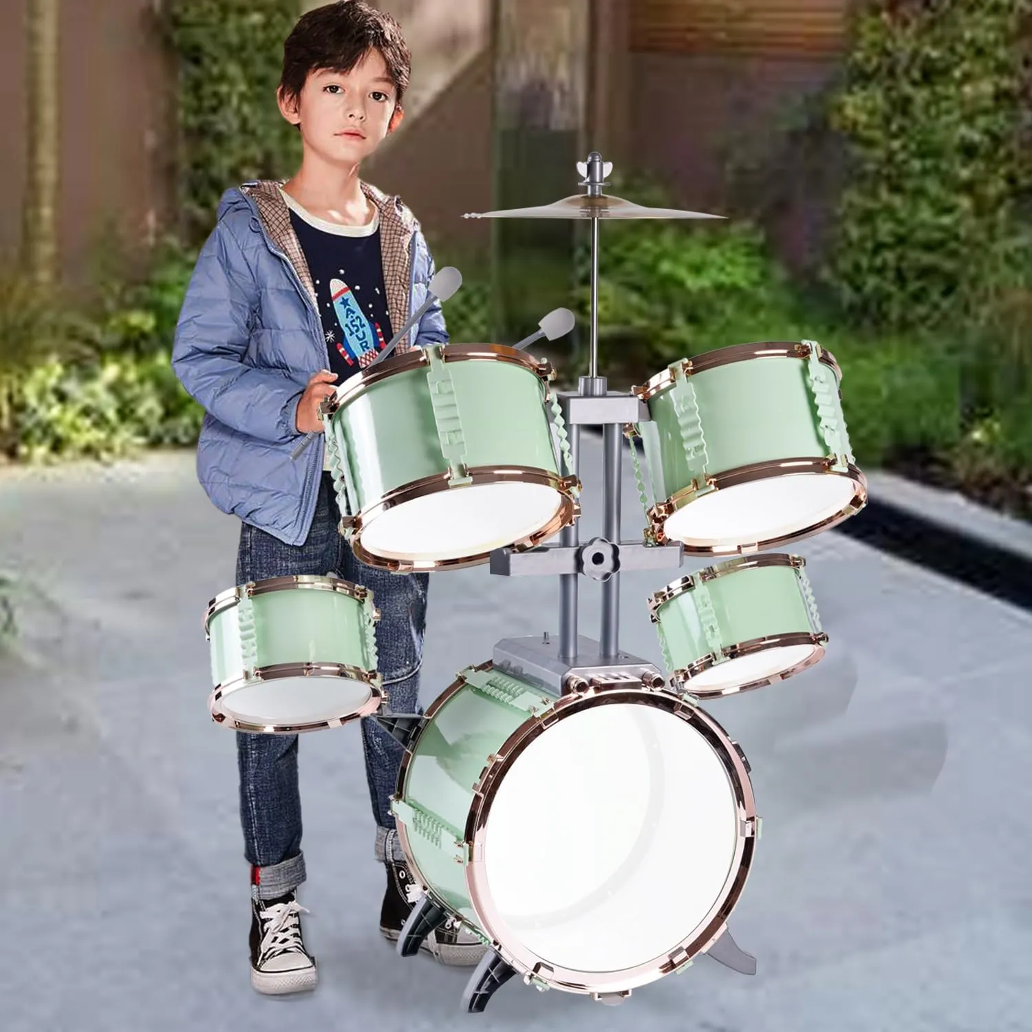 Children's Jazz Drum Set - Children's Educational Instrument Toy Set Rock Jazz Drum Set Percussion Instrument Music Enlightenment Education Toy Suitable for 3-8 Year Old Boys and Girls Gift
