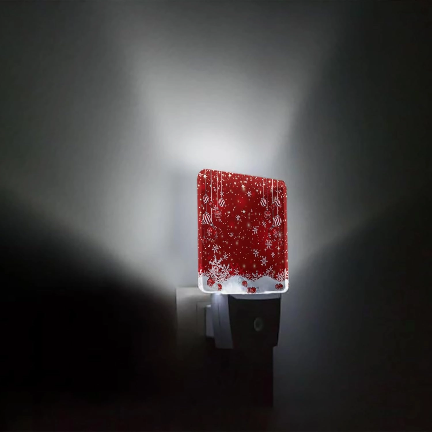 Christmas Balls Night Light Plug in LED Night Lamp Automatic Sensor Red Night Lights, Winter Snowflake Night-Lights Plug into Wall for Bedroom Bathroom Kitchen Hallway Christmas Decor