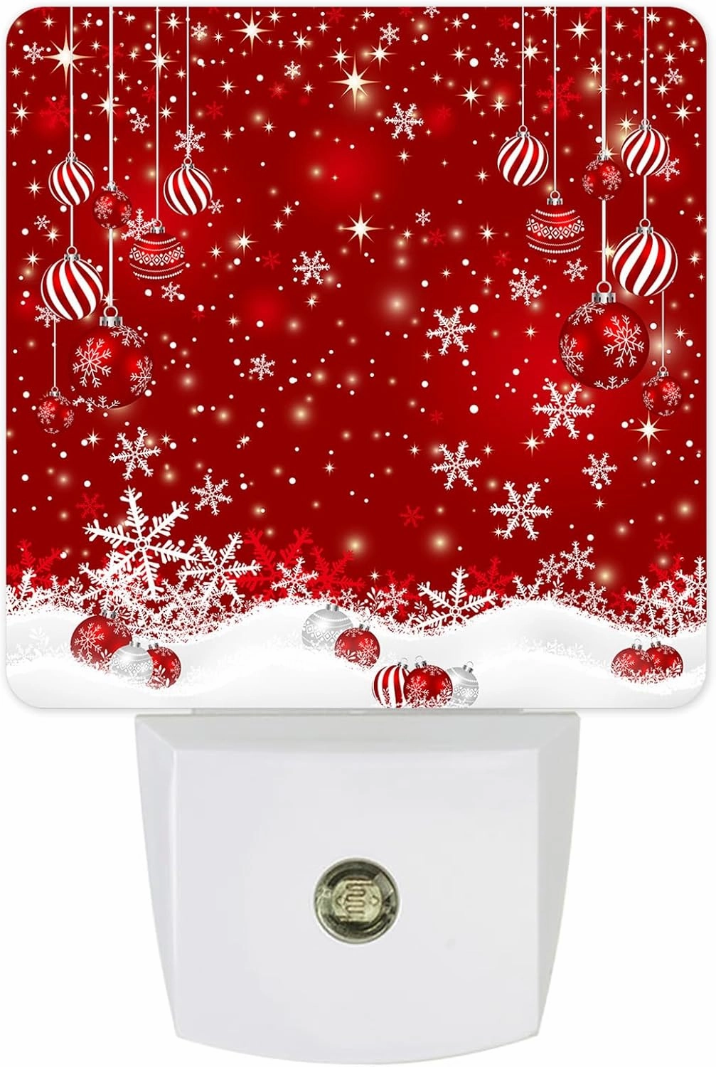 Christmas Balls Night Light Plug in LED Night Lamp Automatic Sensor Red Night Lights, Winter Snowflake Night-Lights Plug into Wall for Bedroom Bathroom Kitchen Hallway Christmas Decor