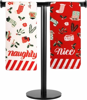 Christmas Towels, Naughty and Nice Holiday Design, 15 x 26 inches, Set of 2