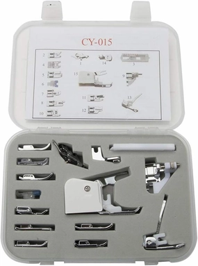 CKPSMS Brand - #CY-015 15PCS Home Sewing Machine Snap On Feet Compatible with/Replacement for Singer Brand Brother Brand Babylock Brand Bernina Brand Janome Brand Consew Brand Elna Brand (15PCS)