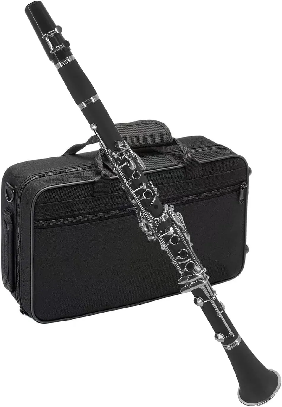 Clarinet ABS Bb Binocular Clarinet with 10 Reeds Cloth Gloves Screwdriver Bracket Handbag Brush Professional Ebonite Bb Clarinet Woodwind Instrument for Beginner Student