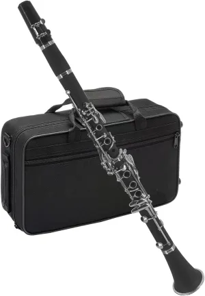Clarinet ABS Bb Binocular Clarinet with 10 Reeds Cloth Gloves Screwdriver Bracket Handbag Brush Professional Ebonite Bb Clarinet Woodwind Instrument for Beginner Student
