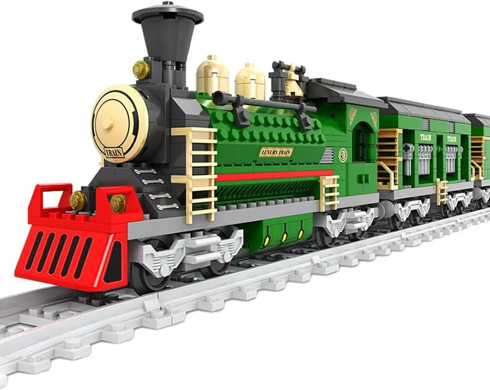 Classic Train Toy Building Block Set for Boys Girls Aged 6-12,City Vintage Train C3 car Model Building Bricks Set with Train Tracks,Vintage Trains Model STEM Toys,666PCS