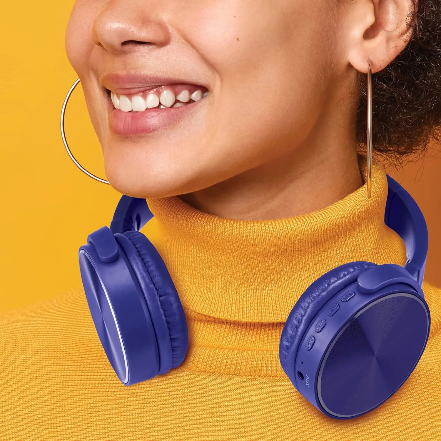 Coby Metal Folding Bluetooth Headphones | Over Ear Headphones Wireless Bluetooth | Portable Ultra-Modern Folding Design | Wireless Headphones with 10-Hour Battery Life, 49 feet Distance (Blue)