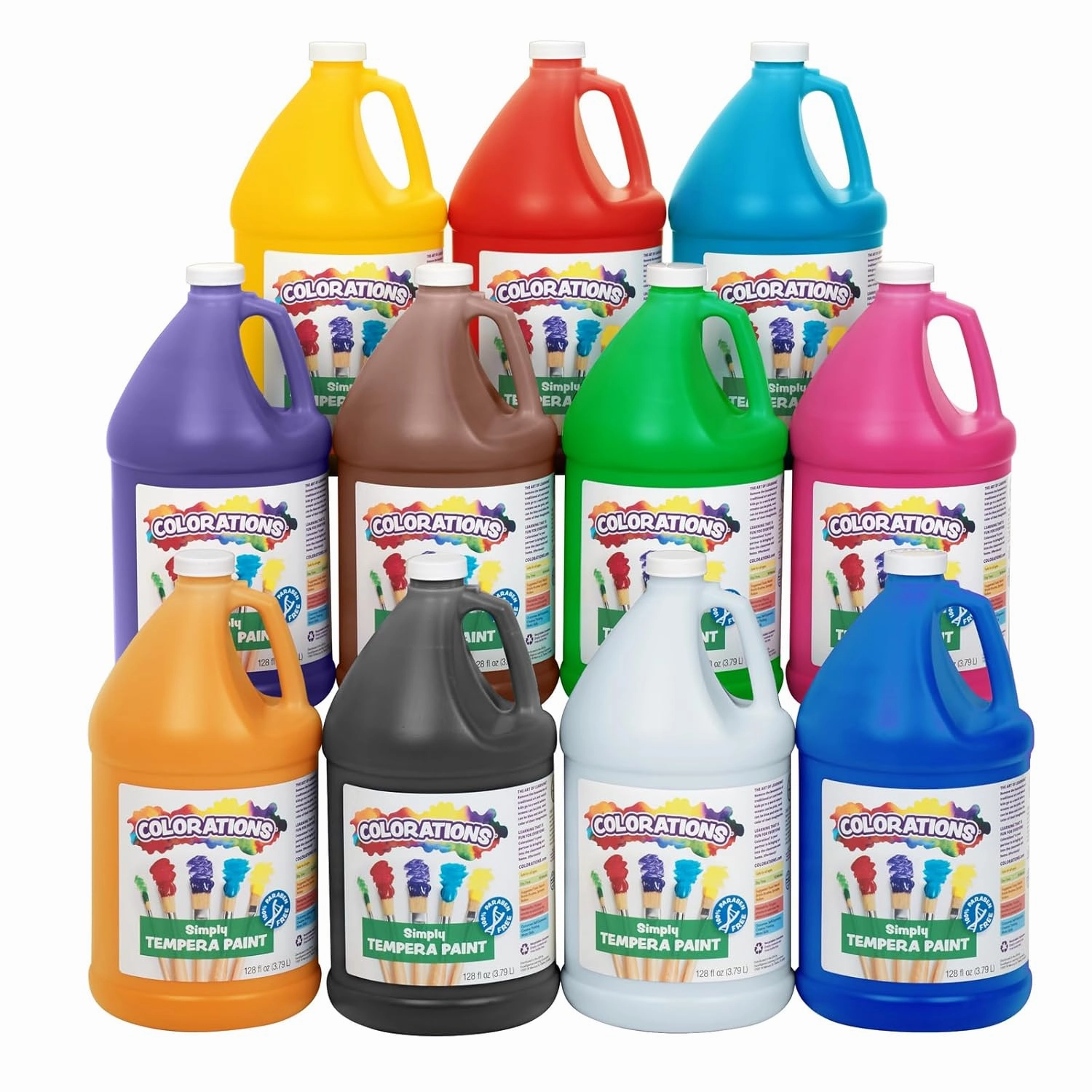 Colorations Paraben-Free Simply Tempera Paint Gallons, Set of 11