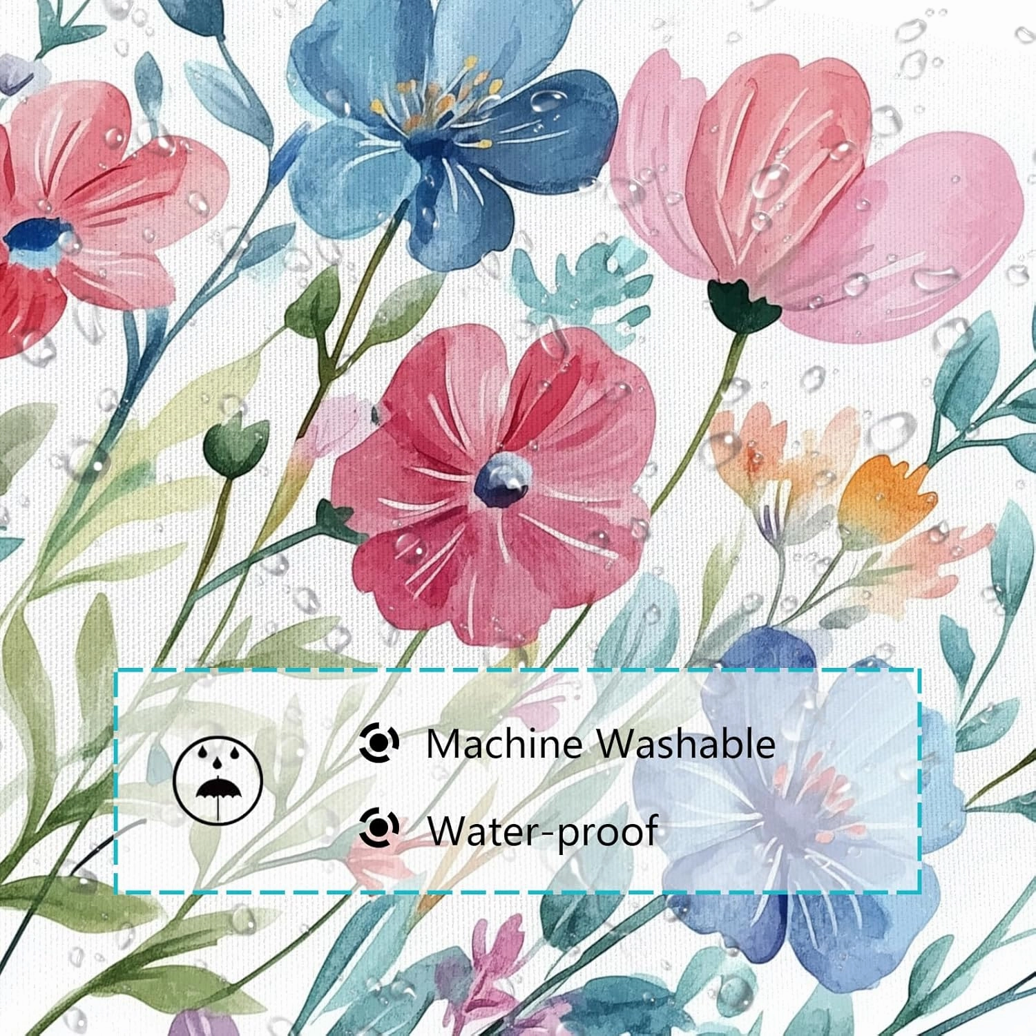Colorful Floral Shower Curtain，Mid Century Modern Farmhouse Watercolor Plant Flower Bathroom Curtains，Polyester Fabric Waterproof Shower Curtain Set with 12 Hooks 72x72 Inch