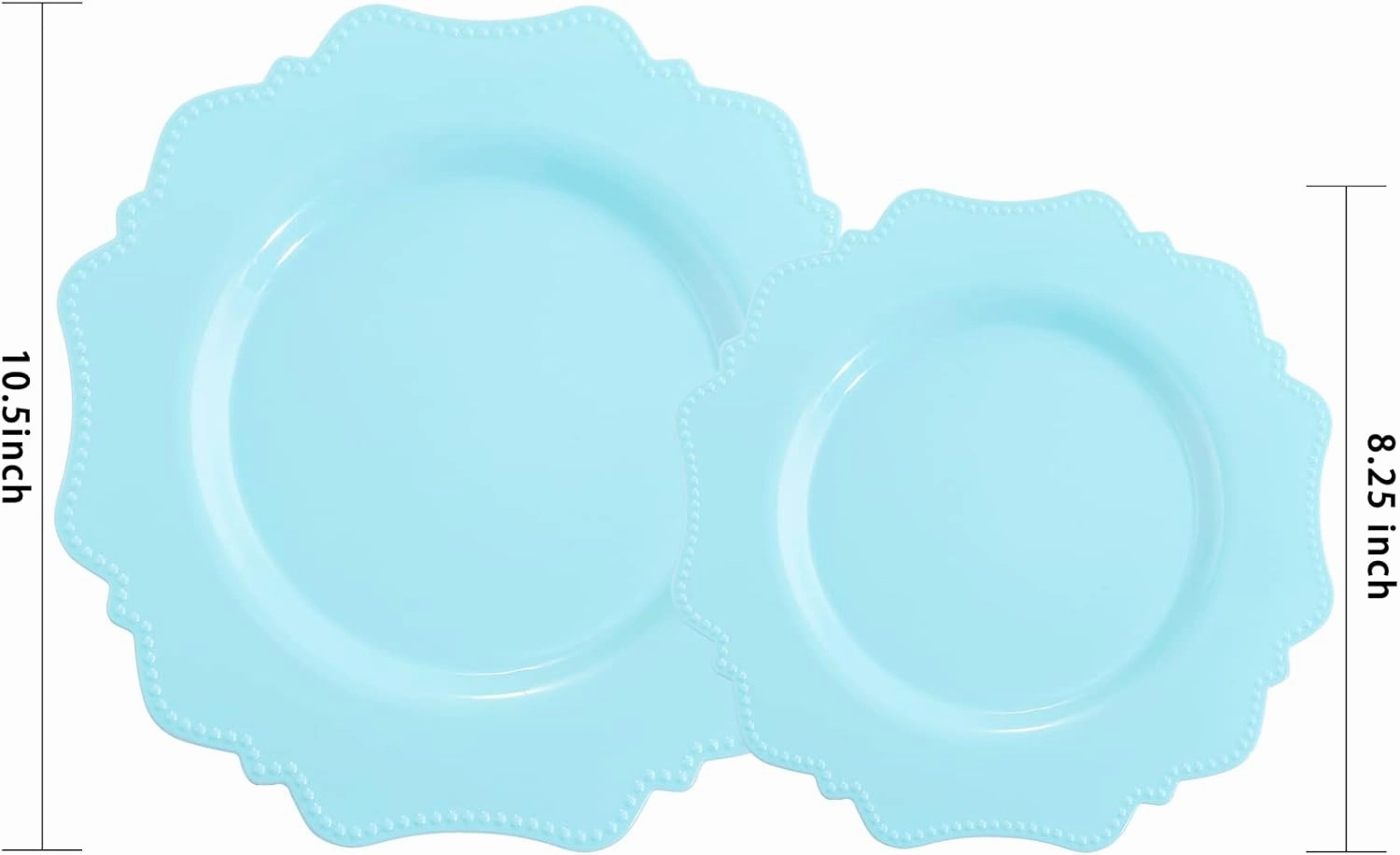 COLOSUS Disposable Plastic Plates 60Pcs, Light Baby blue Party Plates, Heavy Duty 30 Dinner plate 10.5” and 30 Salad/Dessert Plate 8.25” for Easter day Party Dinner