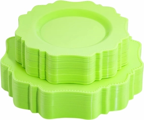COLOSUS Disposable Plastic Plates 60Pcs, Light Green Party Plates, Heavy Duty 30 Dinner plate 10.5” and 30 Salad/Dessert Plate 8.25” for Easter Party Dinner