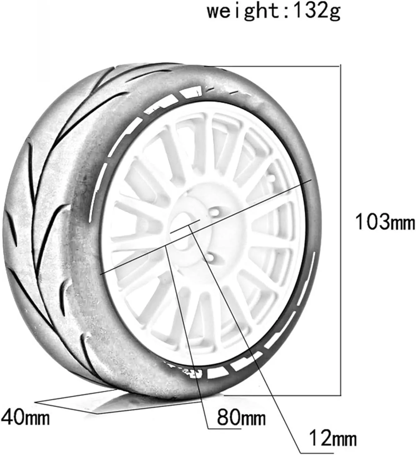 Compatible with ARRMA for Redcat for Team for Kyosho for VRX for HPI WR8 for HSP for Hobao 1/8 RC Car Off-Road for Rally Car Tires Wheel RC Wheel Tires(Black,B)