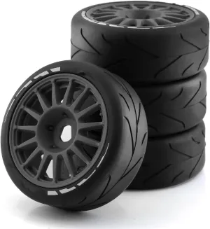 Compatible with ARRMA for Redcat for Team for Kyosho for VRX for HPI WR8 for HSP for Hobao 1/8 RC Car Off-Road for Rally Car Tires Wheel RC Wheel Tires(Black,B)