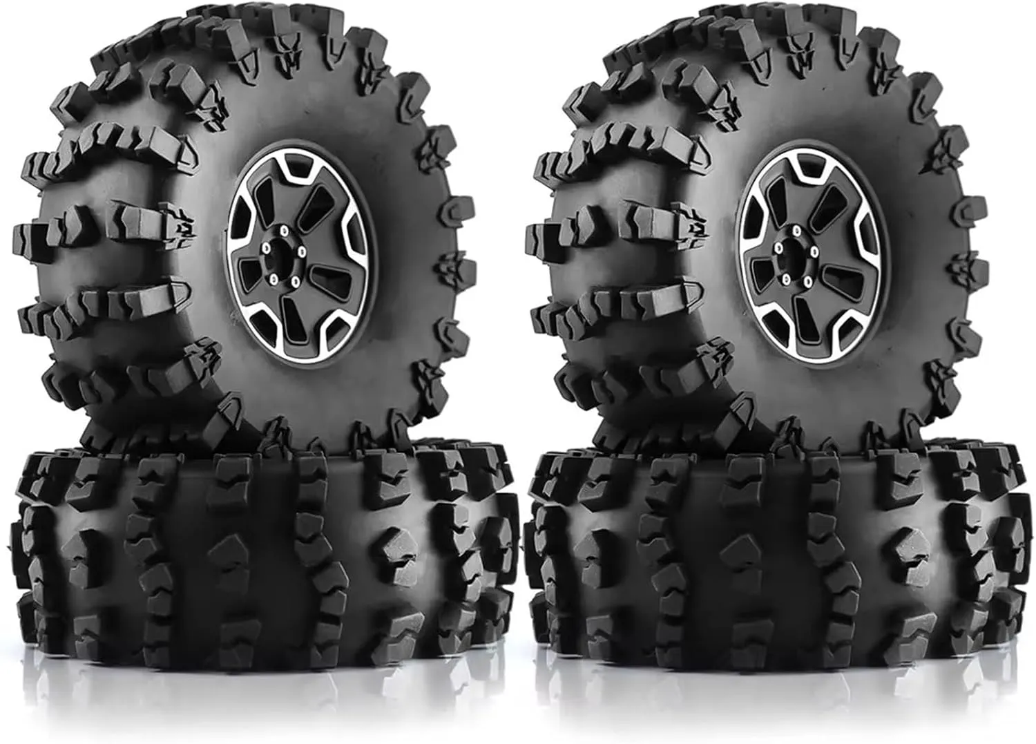 Compatible with Crawler for Car for Axial SCX10 for Wraith for Capra RR10 RBX10 for Traxxas TRX4 1/10 RC 4pcs 150mm 2.2" Wheel Rim Tire RC Wheel Tires