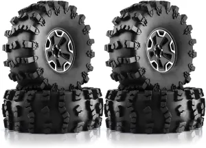 Compatible with Crawler for Car for Axial SCX10 for Wraith for Capra RR10 RBX10 for Traxxas TRX4 1/10 RC 4pcs 150mm 2.2" Wheel Rim Tire RC Wheel Tires