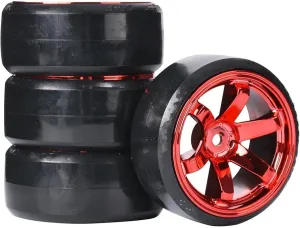 Compatible with HSP for 94123 for MST for Sakura D5 for 1/10 RC Model Remote Control Drift Car 4PCS Wheels Smooth Drift Tires Hard Tires RC Wheel Tires