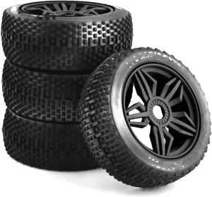 Compatible with Kyosho MP10 for Buggy 4WD for HSP 1/8 RC Car Tires Upgrade Parts 4 PCS Wheels Off Road for Buggy Tires with 17mm Hex RC Wheel Tires(Black)