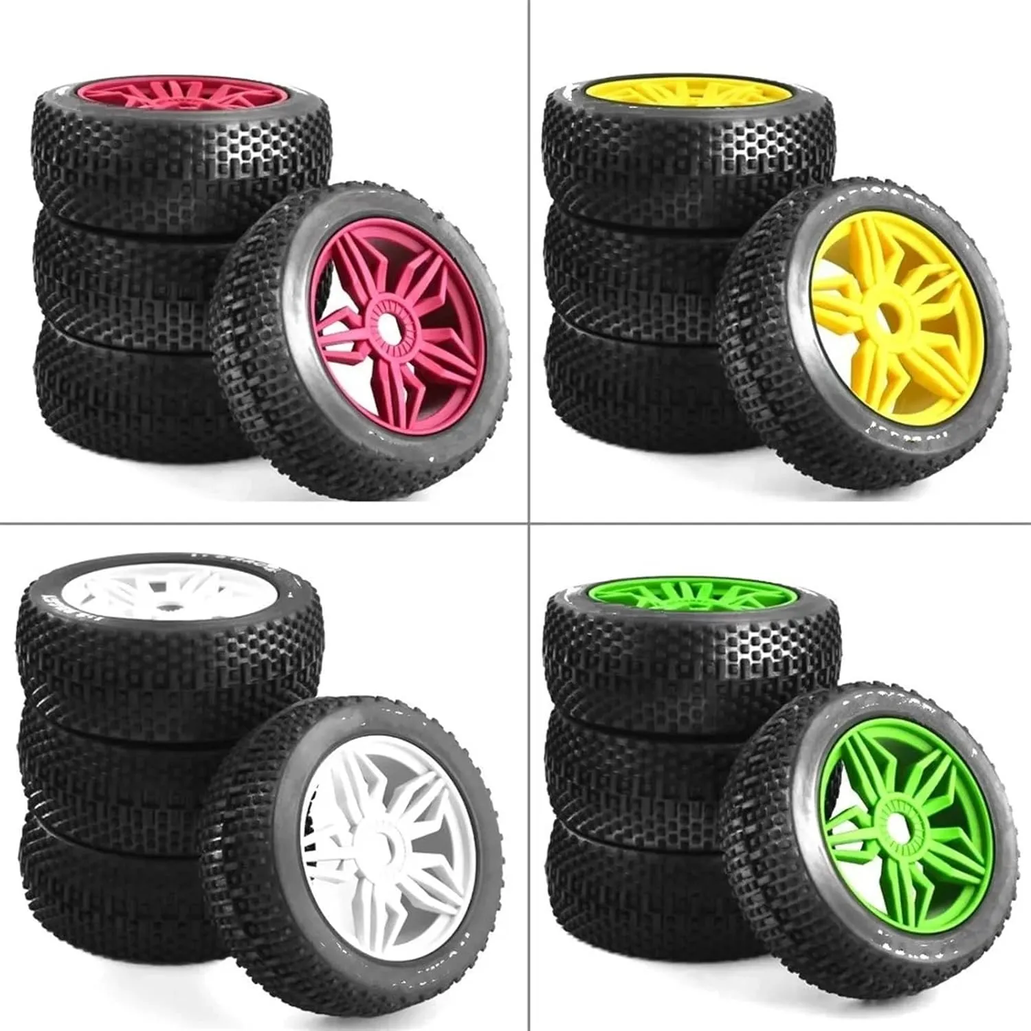 Compatible with Kyosho MP10 for Buggy 4WD for HSP 1/8 RC Car Tires Upgrade Parts 4 PCS Wheels Off Road for Buggy Tires with 17mm Hex RC Wheel Tires(Black)