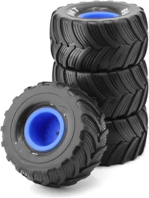 Compatible with Losi for Mini for LMT 1/18 RC Car Upgrade Parts 4Pcs 100Mm 1/10 for Monster Truck for Buggy Tires Wheel 12Mm Hex RC Wheel Tires(Blue)