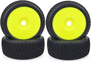 Compatible with Redcat for VRX for Kyosho for HSP for Wltoys 1/8 RC Car for Buggy Off-Road Truck 120mm 4PCS Wheels Tires 17mm Hex Rim RC Wheel Tires(Yellow)
