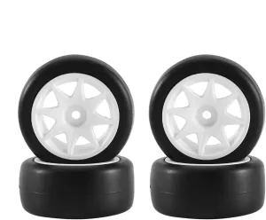 Compatible with Sakura M4 M5 for MST for TCR for Tamiya M04 M05 4Pcs 58mm Tires Wheel 12mm Hex with Sponge Insert 1/10 1/12 RC Drift Car RC Wheel Tires