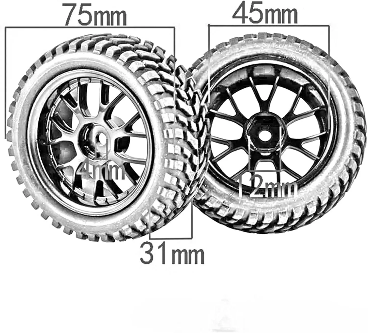 Compatible with Trxs for HSP for Tamiya for HPI for Kyosho for RedCat for Sakura Model Car 1/10 On Road Wheels Drift Rims 75mm RC Tires RC Wheel Tires(Orange)