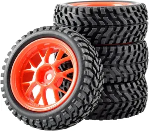 Compatible with Trxs for HSP for Tamiya for HPI for Kyosho for RedCat for Sakura Model Car 1/10 On Road Wheels Drift Rims 75mm RC Tires RC Wheel Tires(Orange)
