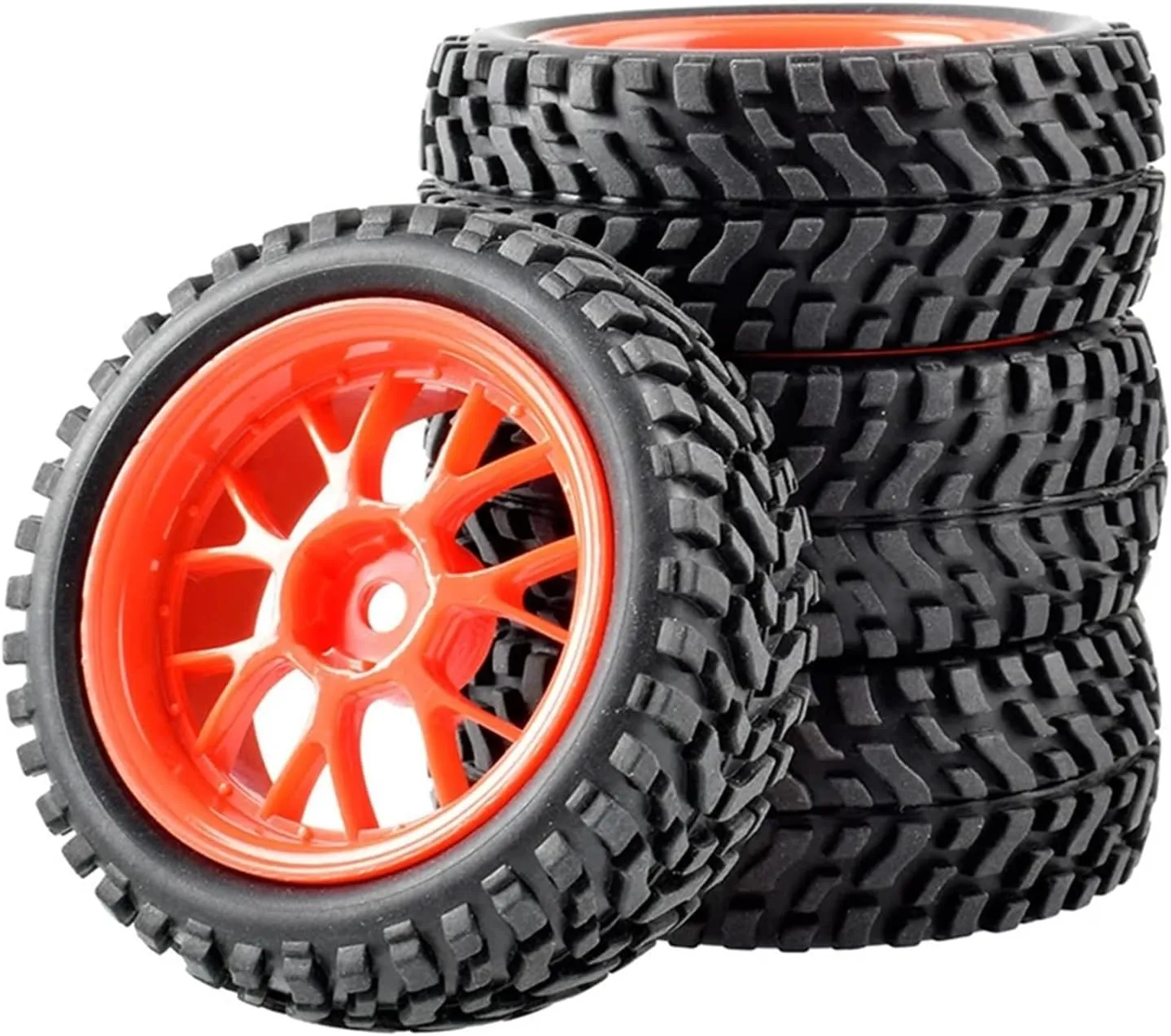 Compatible with Trxs for HSP for Tamiya for HPI for Kyosho for RedCat for Sakura Model Car 1/10 On Road Wheels Drift Rims 75mm RC Tires RC Wheel Tires(Orange)