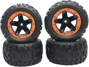 Compatible with Wltoys 124018 124019 144001 124017 124016 for HBX 16889 1/16 RC Car Big Size Upgrade Parts 80.5mm Tires Wheels Rims RC Wheel Tires(Orange)