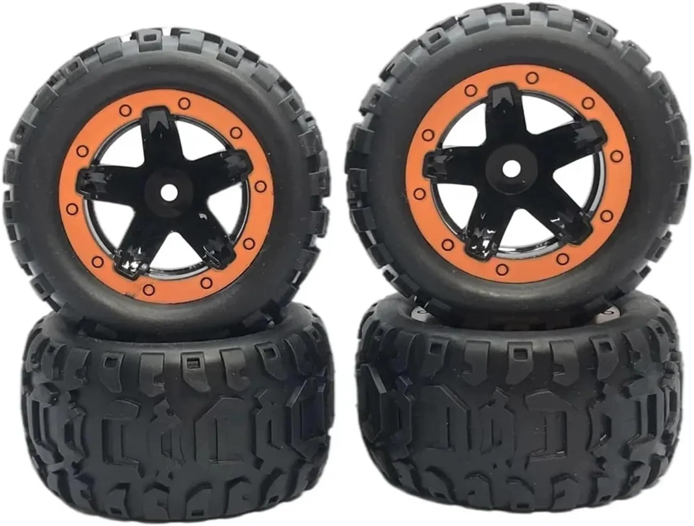 Compatible with Wltoys 124018 124019 144001 124017 124016 for HBX 16889 1/16 RC Car Big Size Upgrade Parts 80.5mm Tires Wheels Rims RC Wheel Tires(Orange)