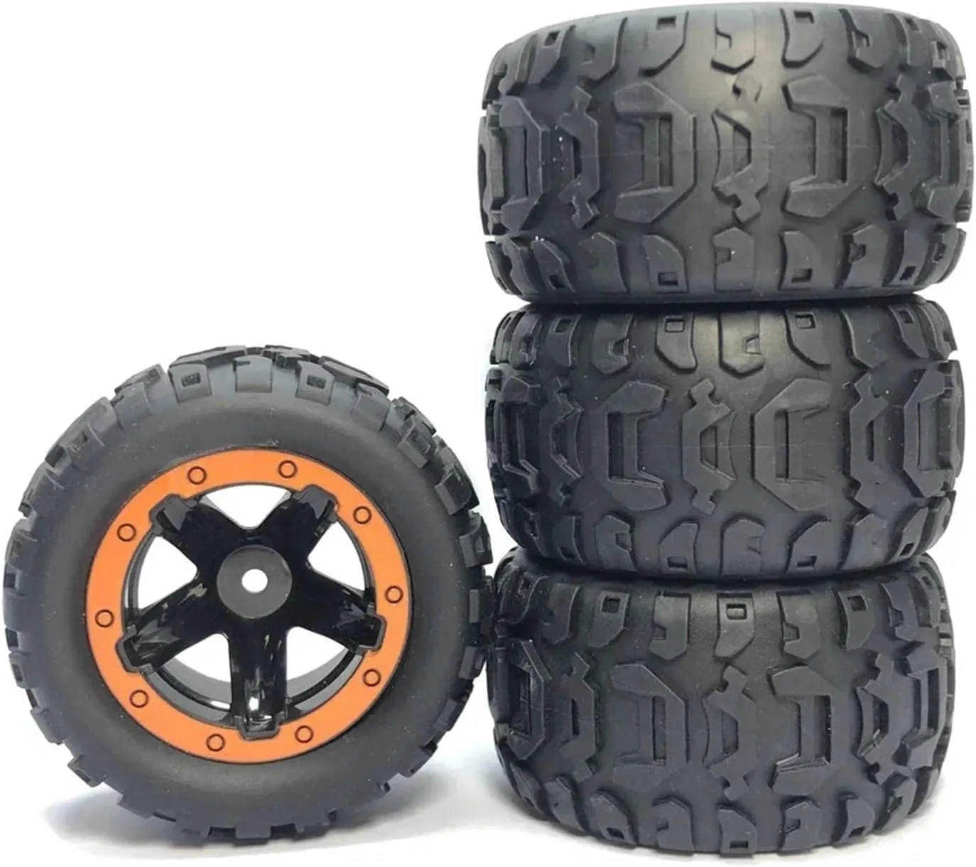 Compatible with Wltoys 124018 124019 144001 124017 124016 for HBX 16889 1/16 RC Car Big Size Upgrade Parts 80.5mm Tires Wheels Rims RC Wheel Tires(Orange)