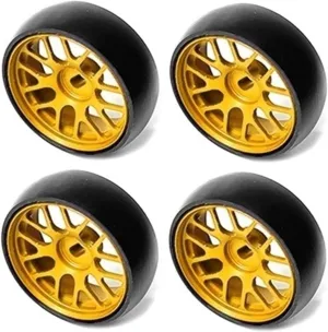 Compatible with Wltoys 284131 K969 K979 K989 for Kyosho for Mini-Z 1/28 RC Car Parts 26.5Mm Hard Drift Metal Wheel Rim Tyres RC Wheel Tires(Color1)