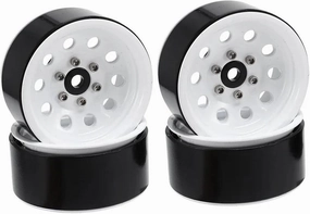 Compatible with Axial for SCX10 90046 TRX4 for Redcat GEN8 4PCS Metal 1.9" Beadlock Wheel Rims 3 Style for 1:10 RC Crawler Car RC Wheel Tires(White)