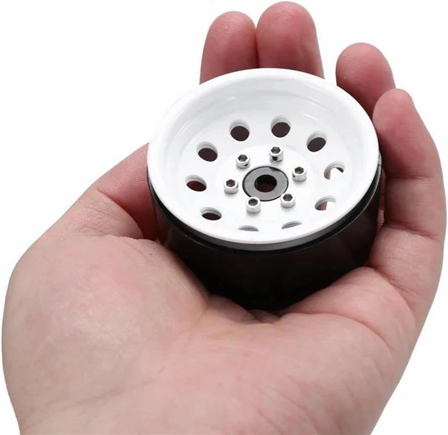 Compatible with Axial for SCX10 90046 TRX4 for Redcat GEN8 4PCS Metal 1.9" Beadlock Wheel Rims 3 Style for 1:10 RC Crawler Car RC Wheel Tires(White)