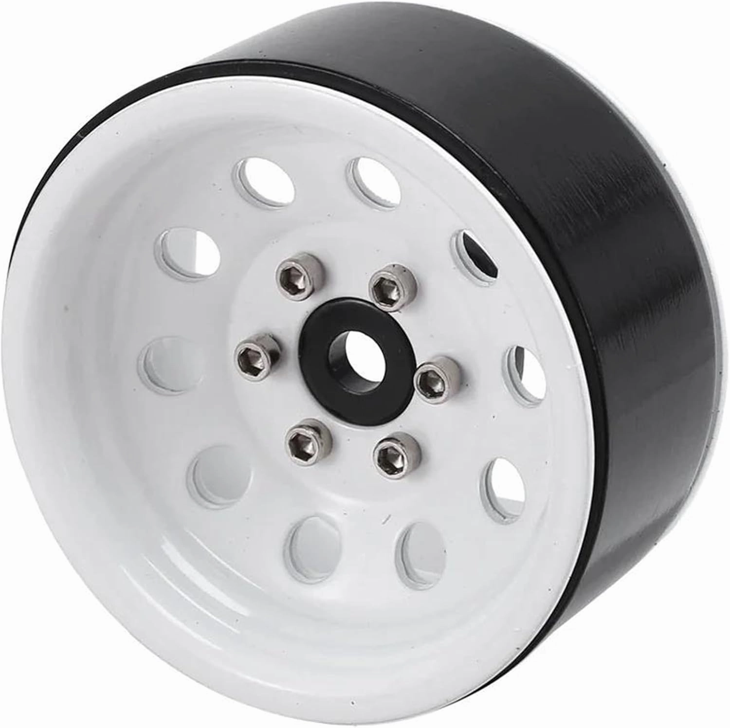 Compatible with Axial for SCX10 90046 TRX4 for Redcat GEN8 4PCS Metal 1.9" Beadlock Wheel Rims 3 Style for 1:10 RC Crawler Car RC Wheel Tires(White)
