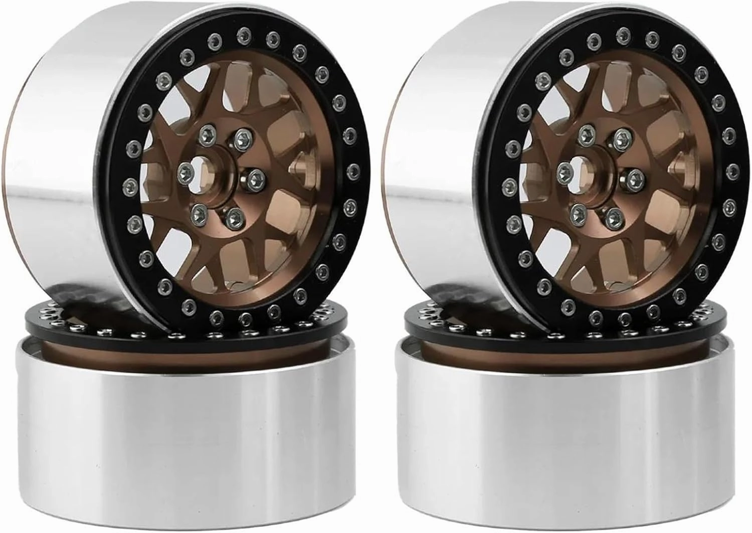 Compatible with Axial for SCX10 RR10 for Wraith TRX4 TRX-6 4PCS CNC Aluminum 2.2 Beadlock Wheel Rim for 1/10 RC Crawler Car RC Wheel Tires(Color3)