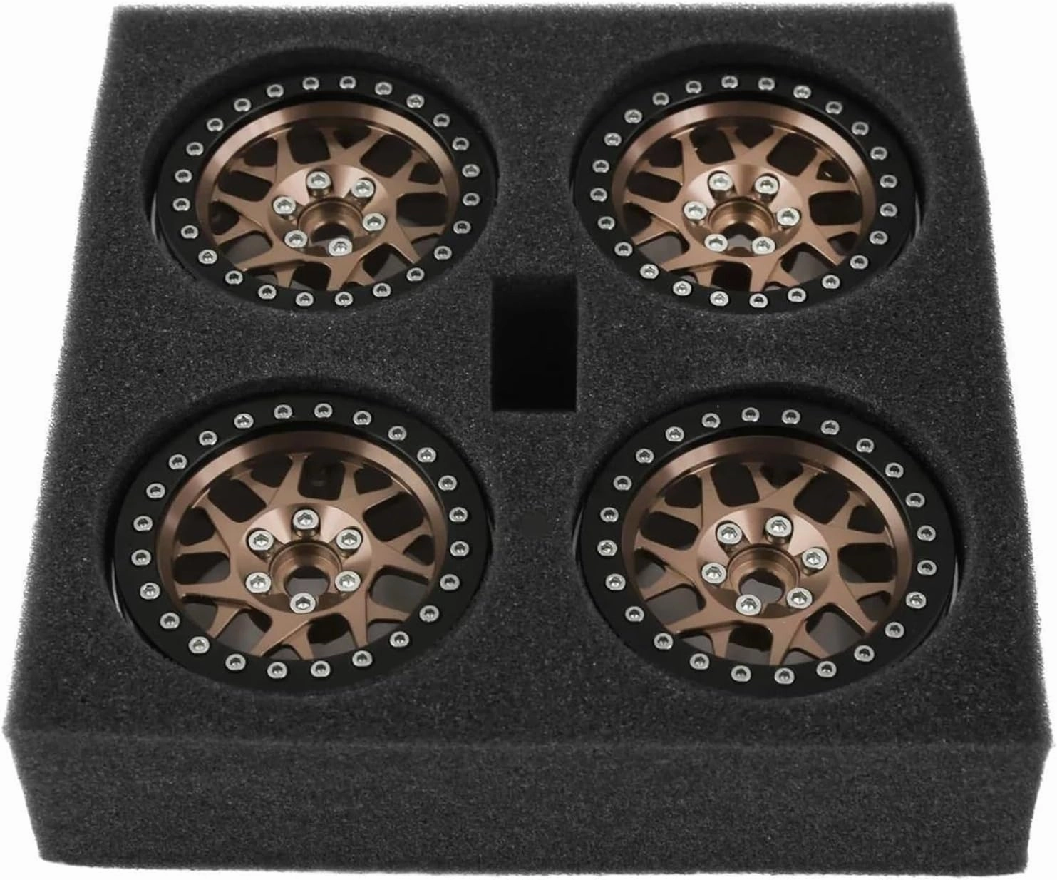 Compatible with Axial for SCX10 RR10 for Wraith TRX4 TRX-6 4PCS CNC Aluminum 2.2 Beadlock Wheel Rim for 1/10 RC Crawler Car RC Wheel Tires(Color3)