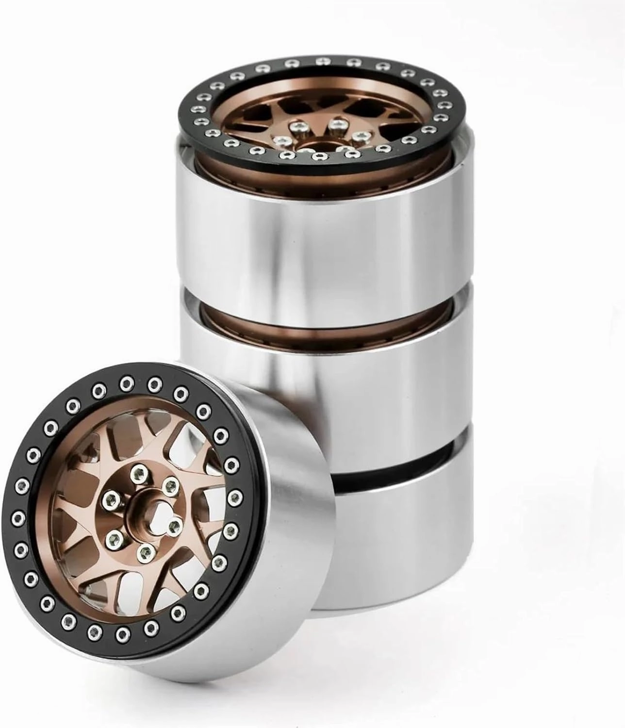 Compatible with Axial for SCX10 RR10 for Wraith TRX4 TRX-6 4PCS CNC Aluminum 2.2 Beadlock Wheel Rim for 1/10 RC Crawler Car RC Wheel Tires(Color3)