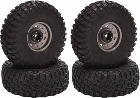 Compatible with Rally for Traxxas TRX-4 D90 for Axial SCX10 1/10 RC Crawler Car 4 Pcs 120Mm 1.9 Beadlock Wheel Rim Tire Upgrade Parts RC Wheel Tires