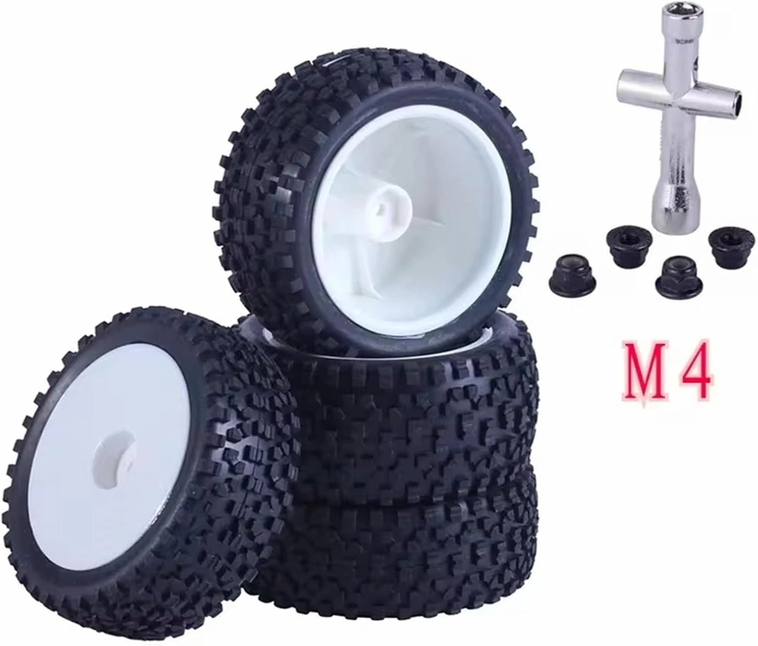 Compatible with Wltoys 144001 124019 104001 1/10 1/12 1/14 Scale Off Road for Buggy RC Car Upgrade Parts 4Pcs 85mm Tires Wheel Tyre RC Wheel Tires(White,M4)